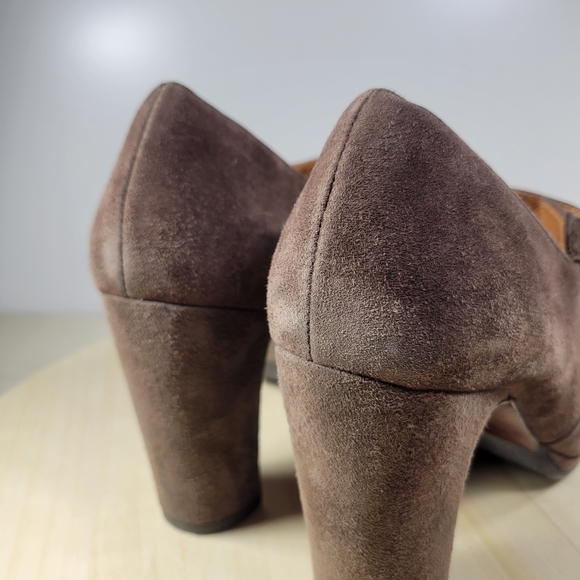 Chie Mihara Taupe Suede Mary Jane Heels Women's Size 37 - Picture 11 of 16